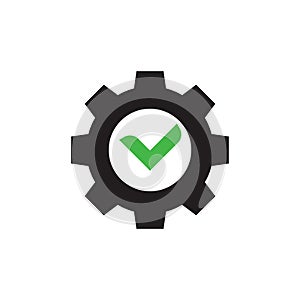 Gear with checkmark icon design. Vector illustration.