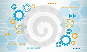 Gear circuit technology background blue orange