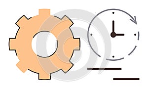 Gear and Clock Representing Time Management and Efficiency in Workflow