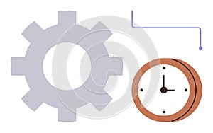 Gear and Clock Representing Time Management and Process Efficiency
