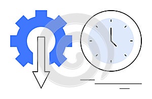 Gear and Clock Representing Workflow, Efficiency, and Time Management Concepts