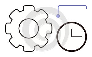 Gear and Clock Representing Workflow and Time Management Connection