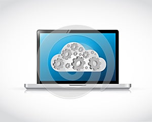 Gear cloud computing laptop illustration design