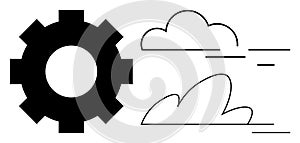 Gear and Cloud Elements Representing Technology, Innovation, and Efficiency in Simple Design