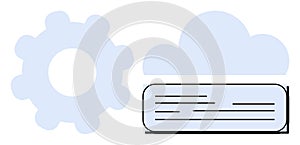 Cloud Computing Concept with Gear, Cloud and Data Representation