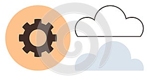 Gear and clouds representing technology, collaboration, and cloud computing concepts