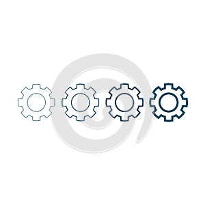 Gear or cog linear icon. machine engineering tech set with editable stroke. Stock Vector illustration isolated on white background
