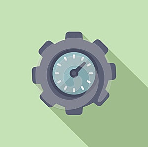 Gear cog time duration icon flat vector. Clock plan photo