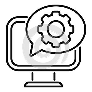 Gear computer support icon outline vector. Online tech volume