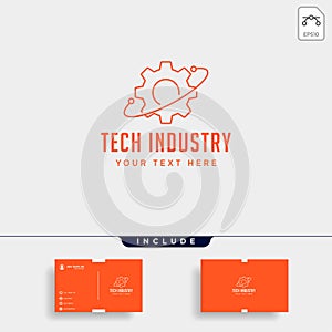 gear connection logo line art design technology industry vector icon