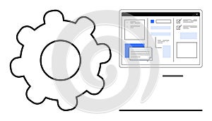 Gear with Digital Interface Representing Workflow Optimization and System Management
