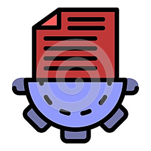 Gear document icon color outline vector