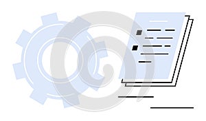 Gear and Document Symbolizing Workflow, Process Optimization, and Task Management