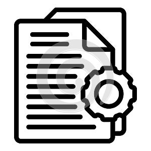 Gear document system icon outline vector. Transcribe assistant