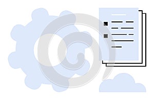 Gear with Documents and Cloud Representing Workflow Automation and Data Management