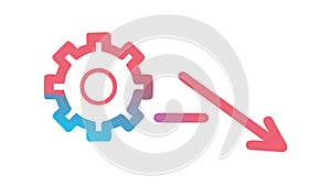 Gear & Downward Arrow, Indicating System Optimization, vector design Generative AI