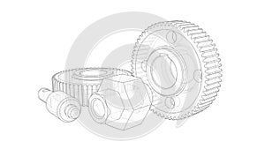 Gear Drawing.Technical, engineering concept.Technology,3d illustration