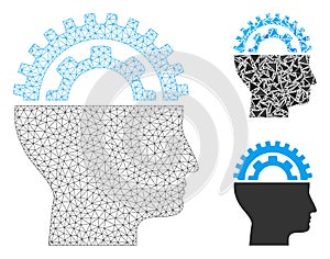 Gear Engineer Vector Mesh 2D Model and Triangle Mosaic Icon