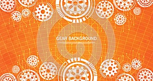 Gear engineering high tech technology on orange background EP.2