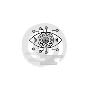 Gear eye Web Icon. Flat Line Filled Gray Icon Vector