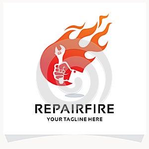 Gear Fire Logo Design Template Inspiration