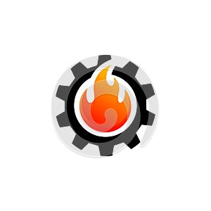 gear with fire vector logo