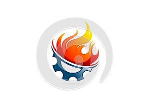 Gear flame fire logo