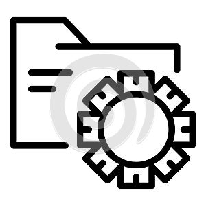 Gear folder icon outline vector. Cms web design
