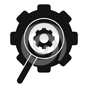 Gear glass magnifier icon simple vector. Rank boost