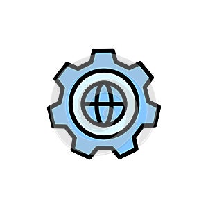 Gear, global, engineering icon. Simple color with outline vector elements of knowledge icons for ui and ux, website or mobile