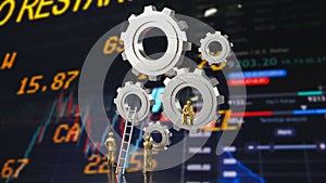 The Gear group and Man Figure for Business concept 3d rendering