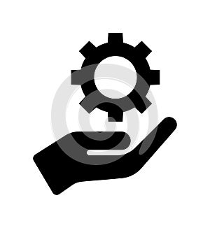 Gear in hand icon