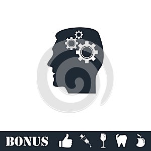 Gear head icon flat