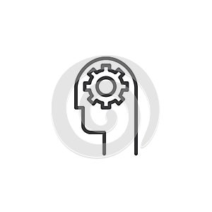 Gear in head outline icon