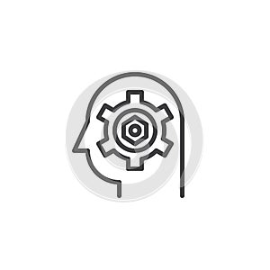 Gear in head outline icon