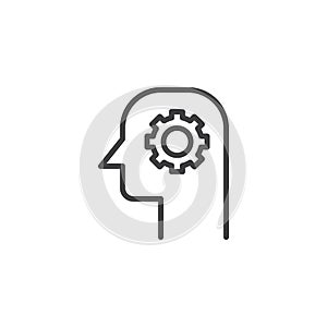 Gear in Head outline icon