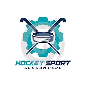 Gear Hockey sport logo design template. Modern vector illustration. Badge design