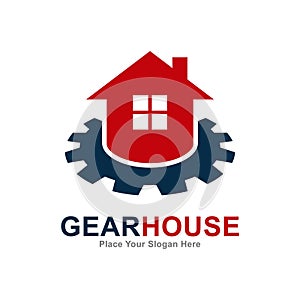 Gear house logo vector icon