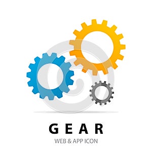 Gear icon design, Cog circle wheel machine part technology industry and technical theme