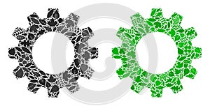 Gear Icon Eco Collage of Floral Elements