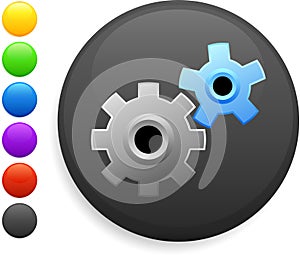 Gear icon on round internet button