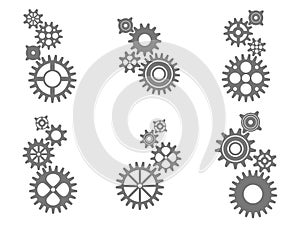 Gear icon set. Vector transmission cog wheels