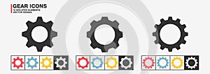 Gear icon set â€“ Collection of colored cog wheel symbol on white background â€“ Gears icons