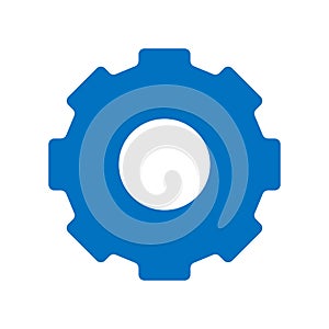 Gear icon. Simple flat design. Blue pictogram. Flat vector illustration
