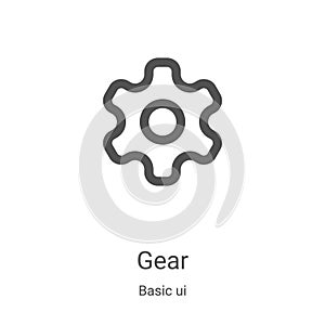 gear icon vector from basic ui collection. Thin line gear outline icon vector illustration. Linear symbol for use on web and