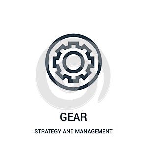 gear icon vector from strategy and management collection. Thin line gear outline icon vector illustration