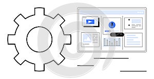 Gear Icon and Web Dashboard Interface Representing System Setup and Data Management