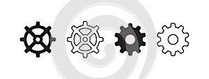 Gear icons concept. Gear signs flat and linear. Vector scalable graphics