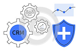 CRM Process with Analytics, Team Collaboration, and Data Security Elements