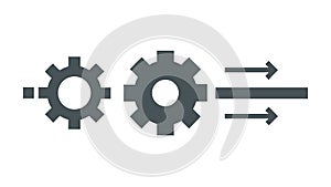 Gear Integration Icon: Data Flow Flat Design, vector design Generative AI